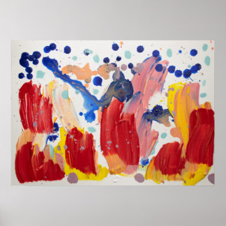 Rosa fluffy unicorns dans på regnbåge poster