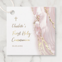 rosa fluid marble First Communion Gåvor Etiketter