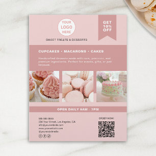 Rosa Flyer för Anpassningsbar Logotyp för bakverk