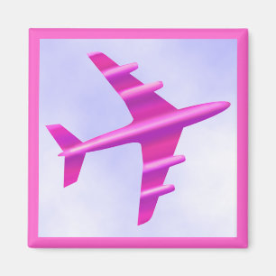 Rosa flygplan magnet