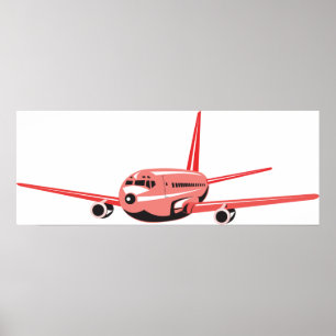 Rosa Flygplan Poster