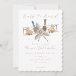 Rosa flygplansbabyshopsinbjudan