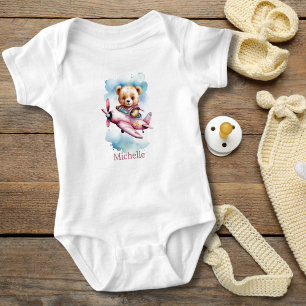 Rosa flygplansbjörn för bebisar som present t shirt