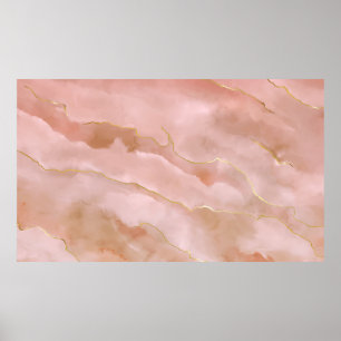 Rosa flytande marmorerad textur poster