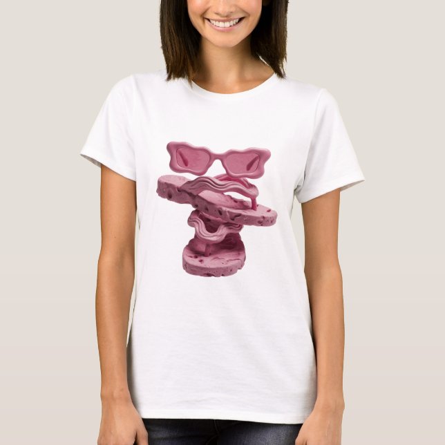 Rosa FLYTANDE ROSA SOLGON OCH FLIP FLOPS T Shirt (Framsida)