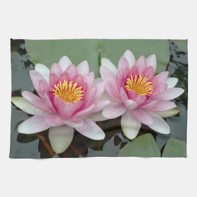 Rosa Flytande Vattenlilja Lotus Kökshandduk (Horisontell)
