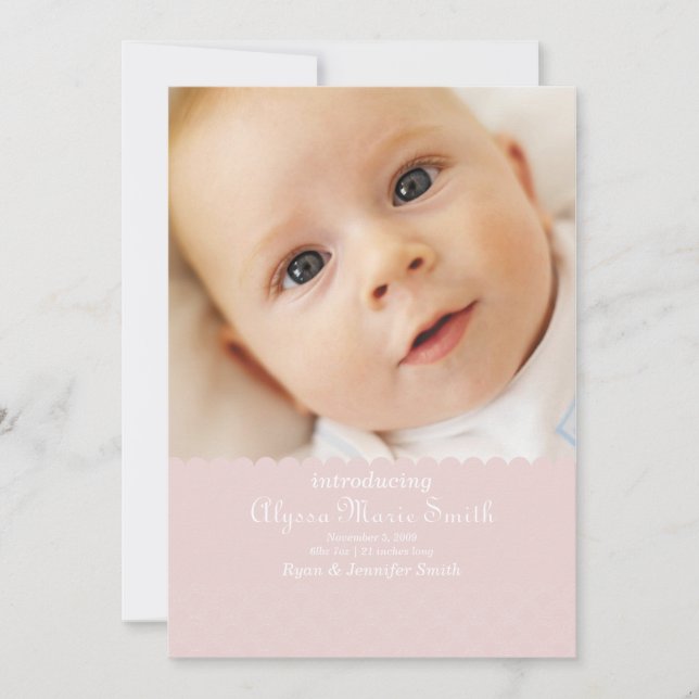 rosa födelsebesked meddelande (Framsida)