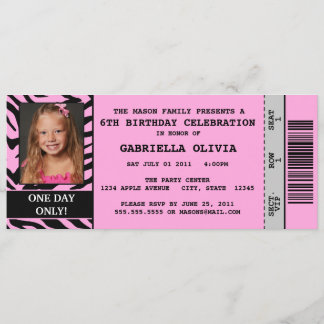 Rosa födelsedagsfest inbjudan för