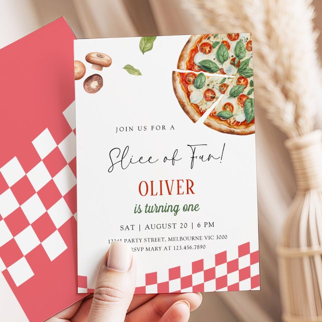 Rosa födelsedagsfest med pizza inbjudningar (Skapare uppladdad)