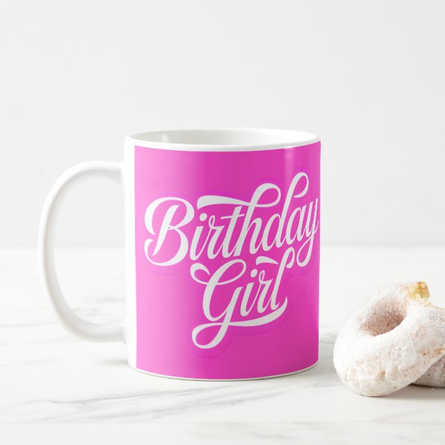 Rosa Födelsedagsflicka Kaffemugg (Med munk)