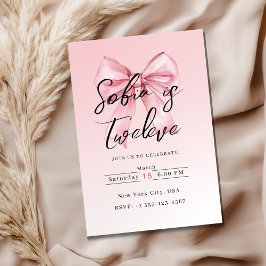 🎀 Rosa Födelsedagsinbjudningskort med Rosett Inbjudningar