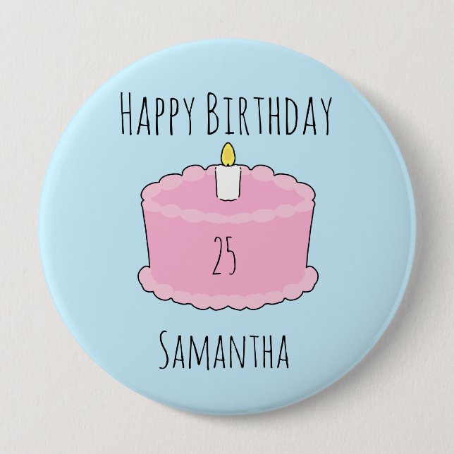 Rosa födelsedagskalkyl knapp (Framsida)