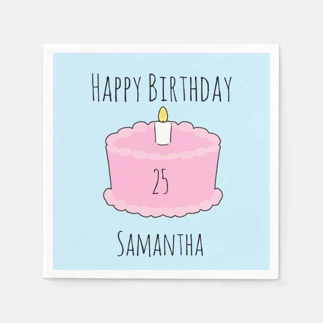 Rosa födelsedagskalkyl pappersservett (Framsidan)