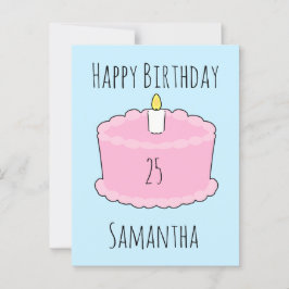 Rosa födelsedagskalkyl vykort