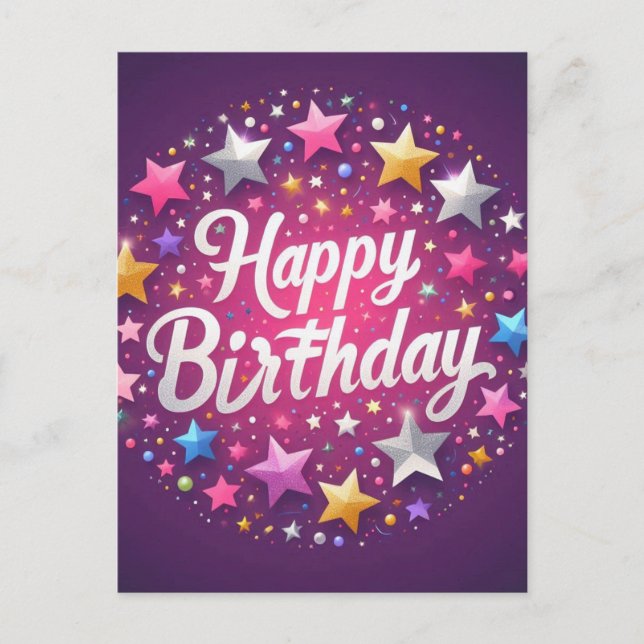 Rosa födelsedagskort vykort (Framsida)