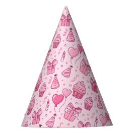 Rosa födelsedagsmössa med cupcakes
