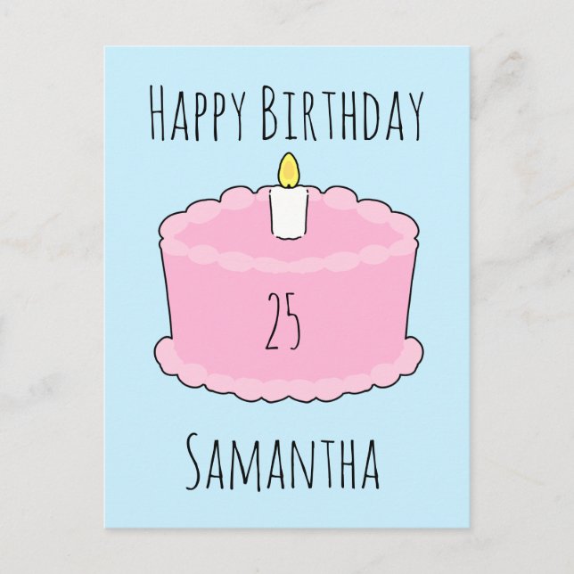 Rosa födelselsekaka vykort (Framsida)