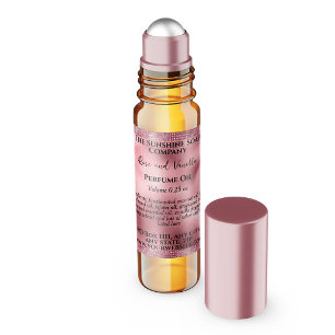 Rosa Foil & Glitter Parfym Roller Flaska Fyrkantigt Klistermärke