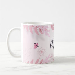 Rosa Foliage & Butterflies Kaffemugg