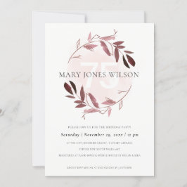 ROSA  FOLIAGE WREATH NÅGON 75 BIRTHDAY-KORT TACK KORT