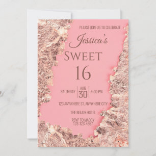Rosa folie Sweet Sixteen födelsedagsfest inbjudan