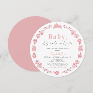 Rosa Folk Art Baby Det är Kall utanför babyskabuse Inbjudningar