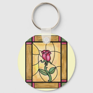 Rosa fönster Keychain Nyckelring