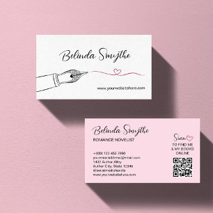 Rosa Fontän Pen Heart Swash Romantik författare Visitkort