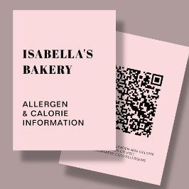 Rosa Food Allergy Calorie Information QR-kodkort Visitkort