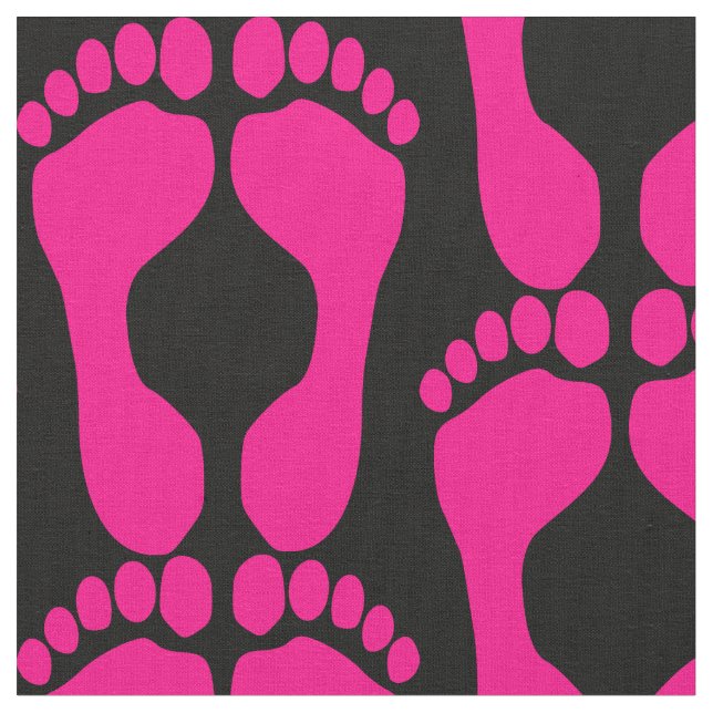 Rosa Foot Prints Fabric Tyg (Närbild)