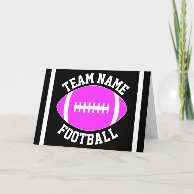 Rosa Football Anpassningsbar Team Namn/Text Sports Kort (Framsida)