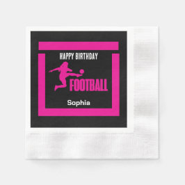 Rosa Football Player Girl, Birthday Girl Team Pappersservett