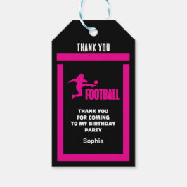 Rosa Football Player Girl, Birthday Girl Team Presentetikett