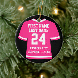Rosa Football Soccer Hockey Sports Jersey Julgransprydnad Keramik