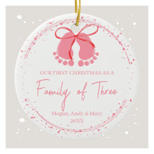 Rosa Footprint Festive Winter Design Mönster Julgransprydnad Keramik