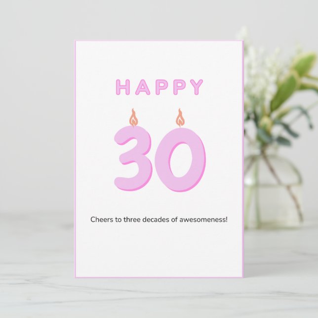 Rosa för 30års födelsedag Card Kort (Stående Fram)