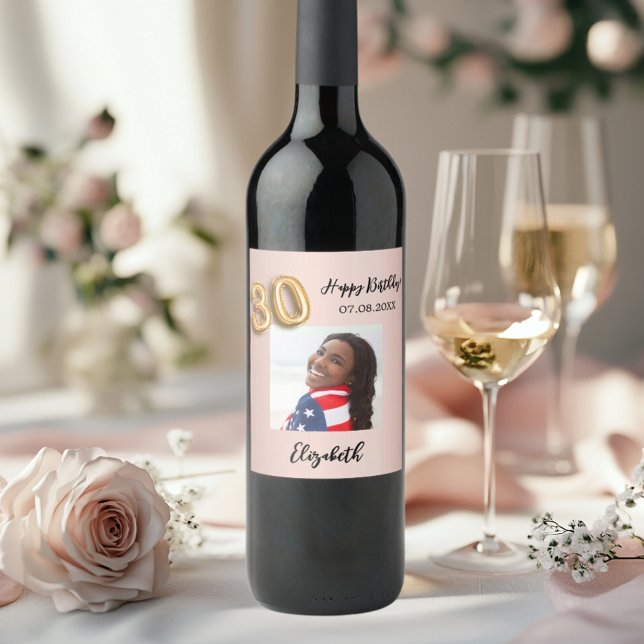  rosa för 30års födelsedag ro guld vinflaska etikett (Skapare uppladdad)