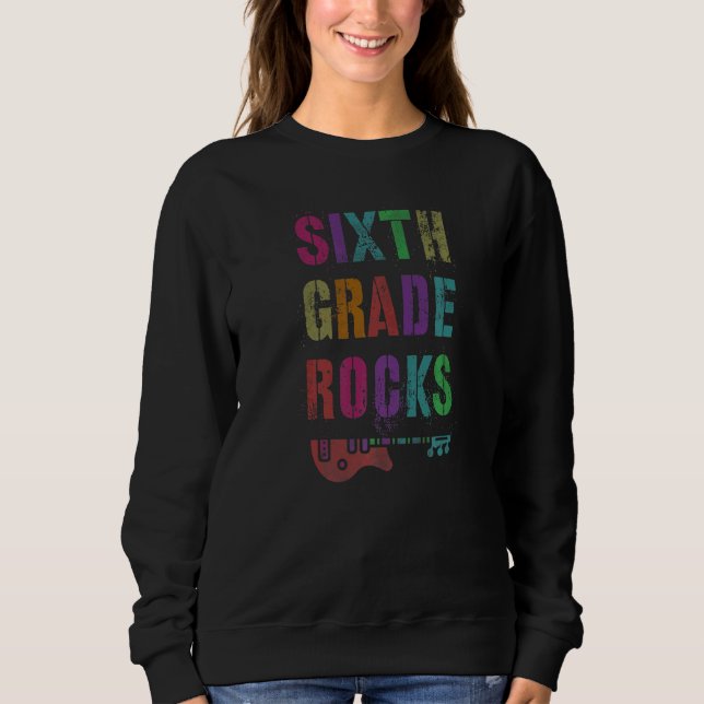 Rosa för 6e Klass Sten Student-lärare Rockstar Tea T Shirt (Framsida)