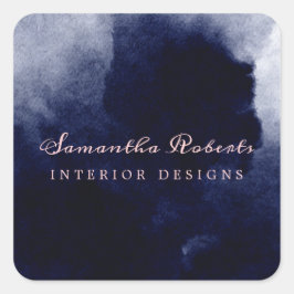  Rosa för Abstrakt av chic i marin blå vattenfärg Fyrkantigt Klistermärke