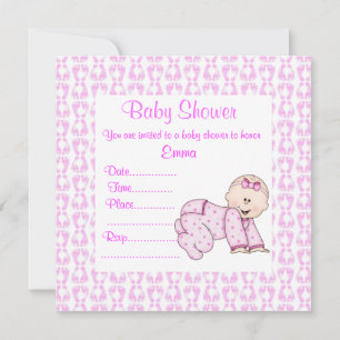 Rosa FÖR AV BABY BABY SHOWER-INBJUDAN Inbjudningar