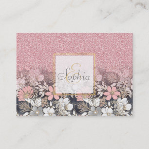 Rosa för av övertoning Glitter i blommigt i ele Visitkort