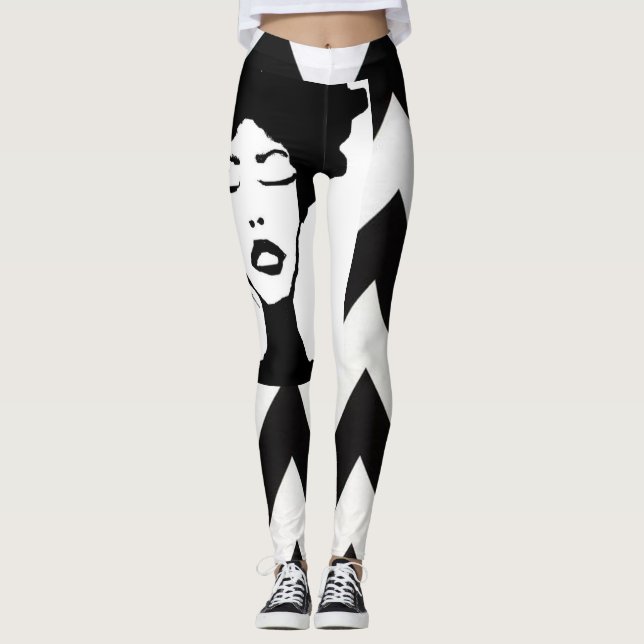 Rosa för B&W Zig Zag Leggings (Framsida)