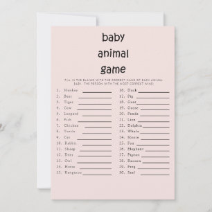 Rosa för Baby djur-spel för handskriftsformat baby Inbjudningar