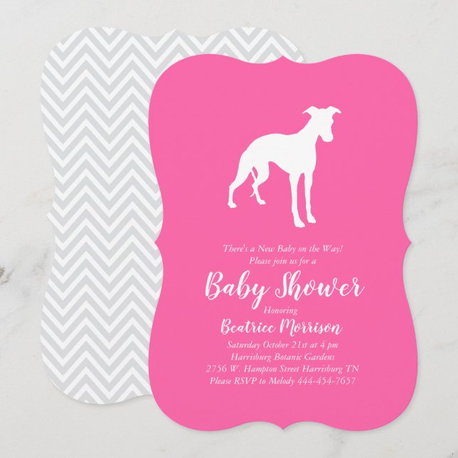 Rosa för Baby Shower Girl Hund Inbjudningar (Fram/baksida)