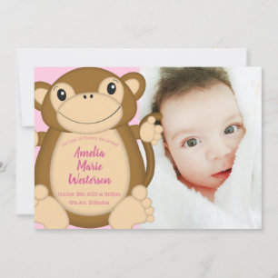 Rosa för babyskor för apa inbjudningar