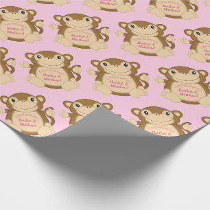 Rosa för babyskor för apa presentpapper