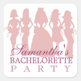 Rosa för Bachelorette-partiklistermärke Fyrkantigt Klistermärke