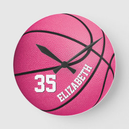 rosa för basket för anpassningsbar flickor rund klocka