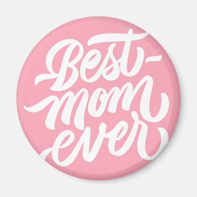 Rosa för bästa Mamma någonsin-handskriven skriptty Magnet (Framsidan)