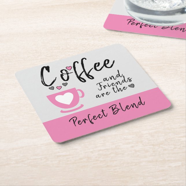 Rosa för blandning av kaffe och perfekter underlägg papper kvadrat (Vinklad)